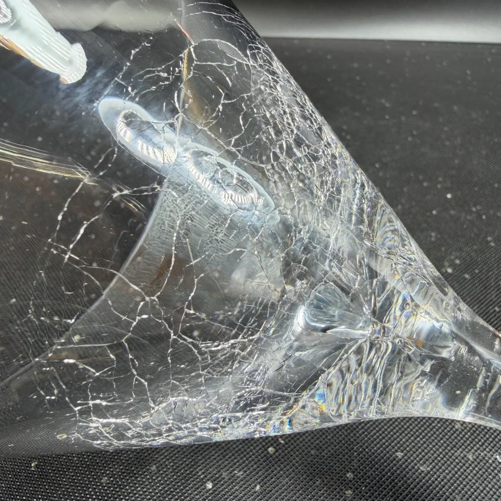 Pier 1 Crackle Glass Martini Glass Clear Barware Single Cup Stemware 7 Inch